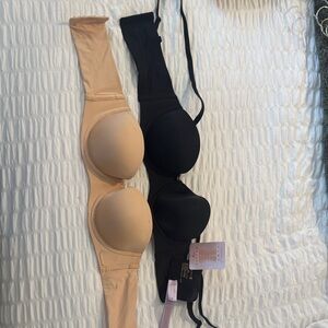 Savage X Fenty Nude and Black Strapless Bras Duo